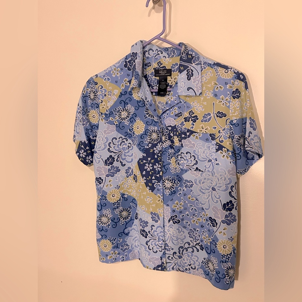 Vintage Crazy Horse (Liz Claiborne) Blue Floral Button-Up Shirt